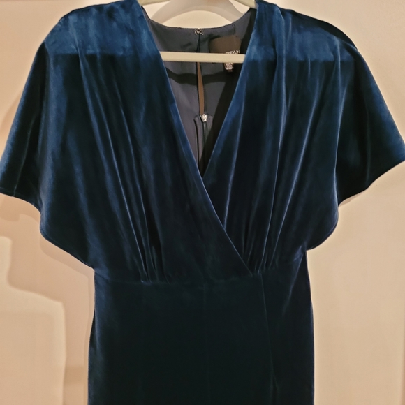 Anthropologie Greylin jumpsuit size S teal blue velvet. - Picture 2 of 11